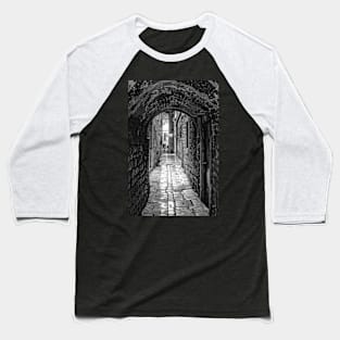 Archway Over Alley, Split - BW Baseball T-Shirt